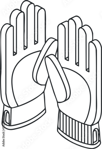 A pair of outline gloves in black and white minimalist vector style, suitable for safety equipment and manual work branding