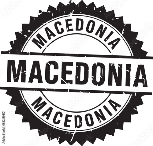 Macedonia country name distressed circular stamp vector graphic Keywords: Macedonia, stamp