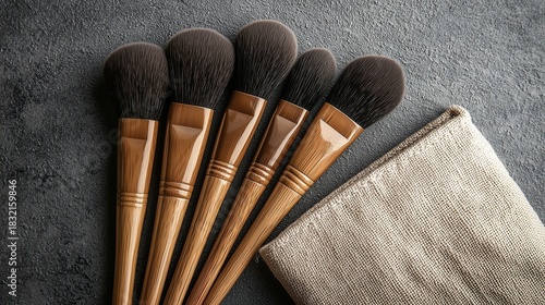 Daily Beauty Makeup Brush Kit · Wooden Handle & Linen Storage Pouch