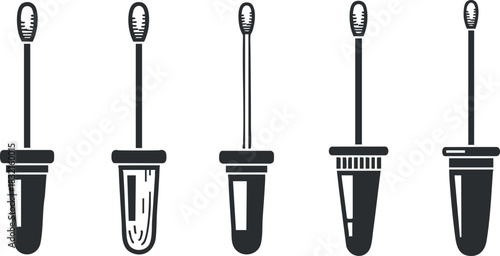 A set of screwdriver icons in black and white flat vector style, suitable for handyman services and tool branding