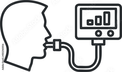 A health monitoring device with a human profile in outline vector style, suitable for medical and healthcare applications