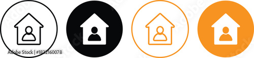 Housing renter icon. Resident and occupant signs. Apartment Renter Symbols. Housing Occupant Icons
