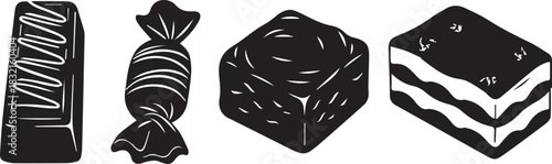 Hand drawn chocolate candies and desserts collection