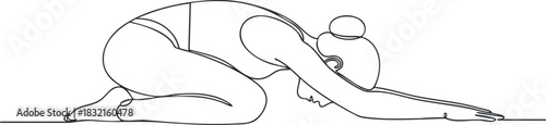 A yoga practitioner performing a child’s pose in minimalist black outline vector style, ideal for wellness and fitness branding