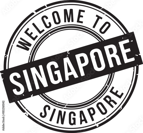 Welcome To Singapore Stamp Grunge Style Isolated On White travel