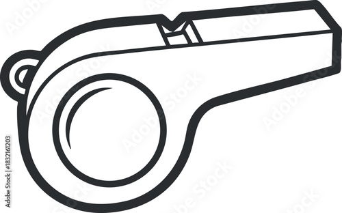 A referee's whistle in black outline vector style, suitable for sports-related graphics and coaching materials