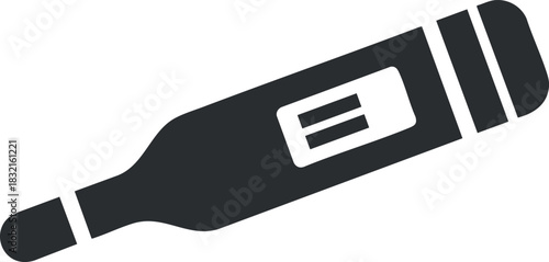 A bottle with a label in flat minimalist vector style, suitable for beverage branding and packaging design