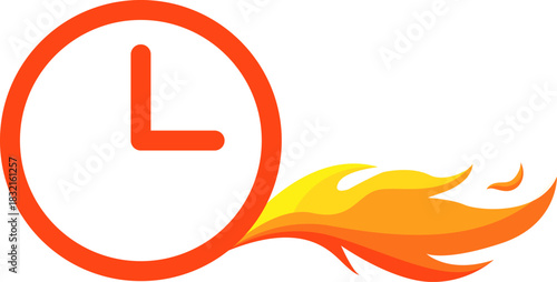 Clock on fire symbolizing urgent time or deadline