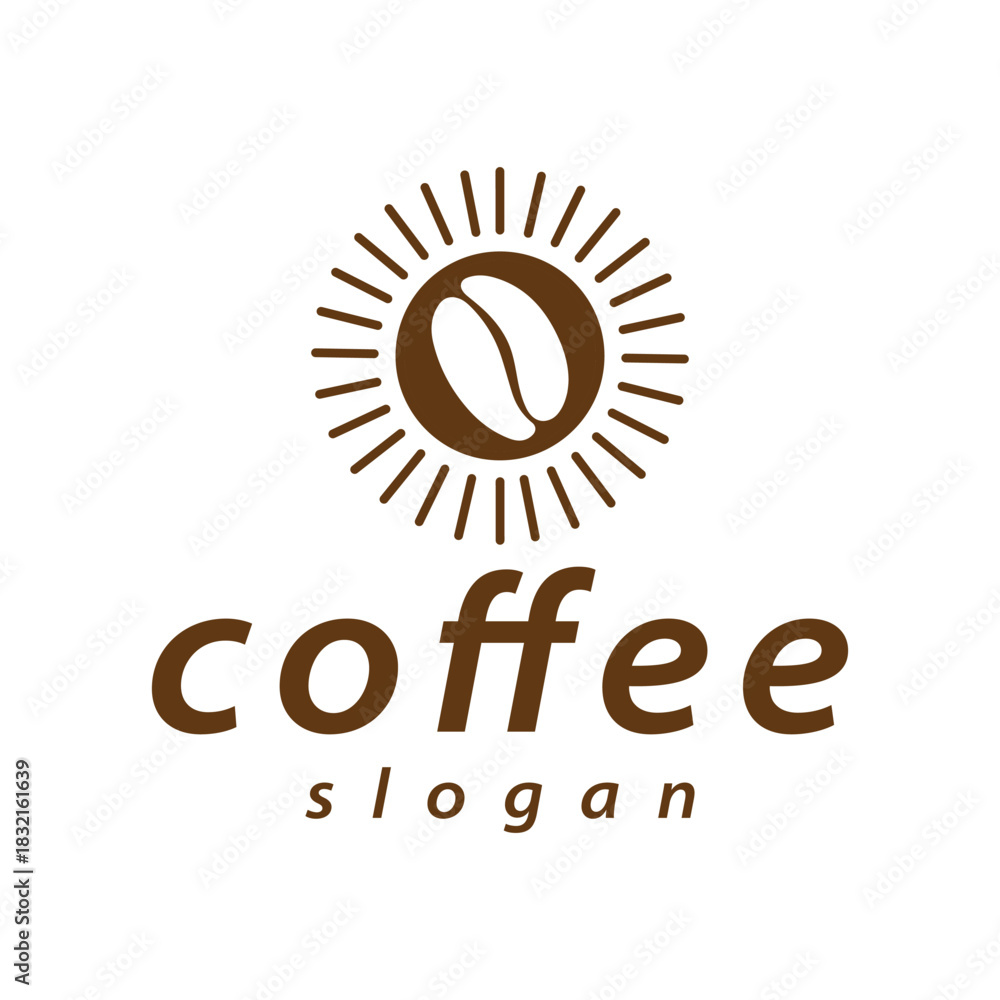 Fototapeta premium coffee bean and sun vector logo in minimalist style