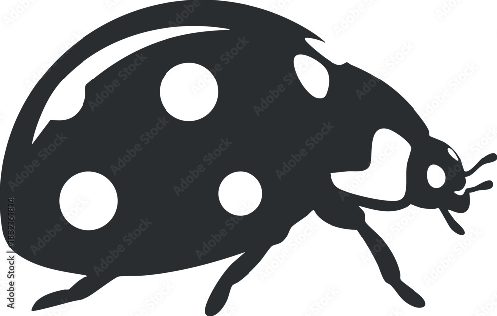 Fototapeta premium A ladybug silhouette in black minimalist vector style, perfect for nature-themed designs and illustrations