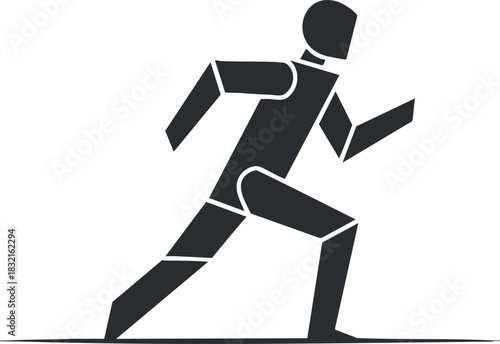 A dynamic running figure in black silhouette vector style, ideal for sports and fitness branding or illustrations