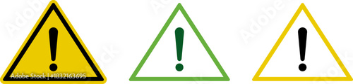 Three warning signs with exclamation marks