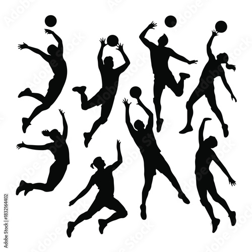Basketball players silhouettes vector.