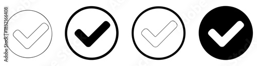 circle check mark approval icon set