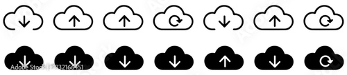 cloud upload download icon set