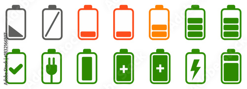 battery charge level icon set