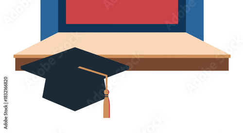 Graduation Cap on Stage Platform