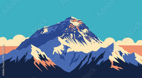 Mountain Peak Vector Illustration Art