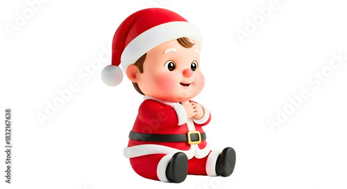Adorable Santa Claus character smiling sweetly, spreading holiday cheer and festive Christmas spirit
