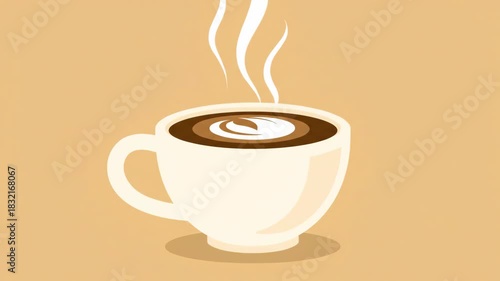 Steaming Hot Coffee Cup on a Warm Brown Background.