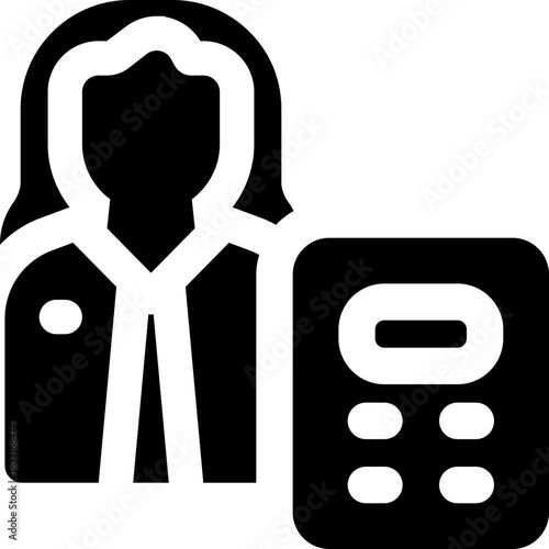 accountant glyph icon. Strong and solid vector icon for websites, mobile interfaces, presentations, and visual branding. High quality and easy to edit.