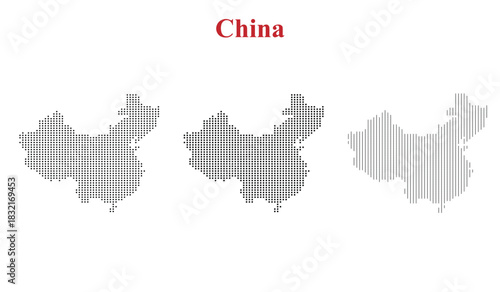 China map with dots and lines in black