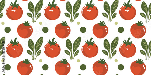 cute seamless pattern of red tomatoes
