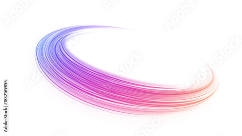 Shimmer spiral with vibrant flare and glowing circle. Neon light traces flow along twirling waves.