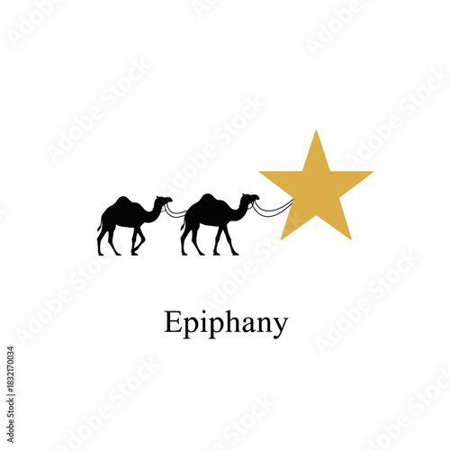 Two Camels Following a Bright Star Symbolizing Epiphany.