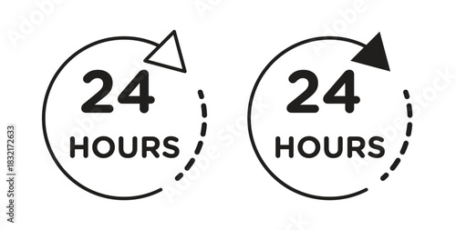 24 hours icon vector design. icon doodle hand drawn.