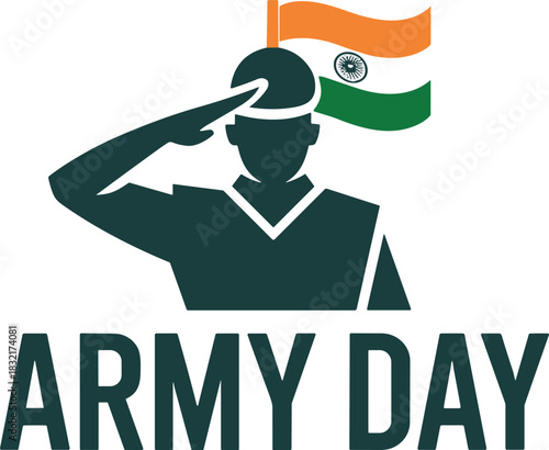 Indian army day logo vector illustration saluting soldier national pride graphic background