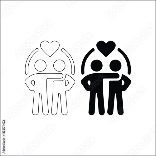 Two casino poker chips icons, one outline and one solid fill, featuring a star design, isolated on white background