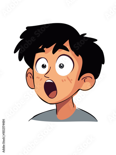 small boy showing excited and surprised face