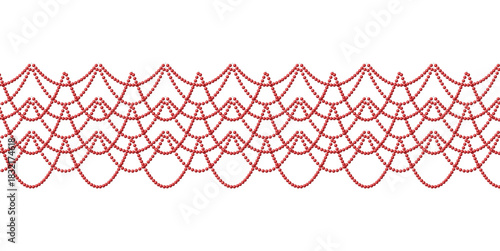 Red Beaded Garland Design on White Background, Elegant Pattern
