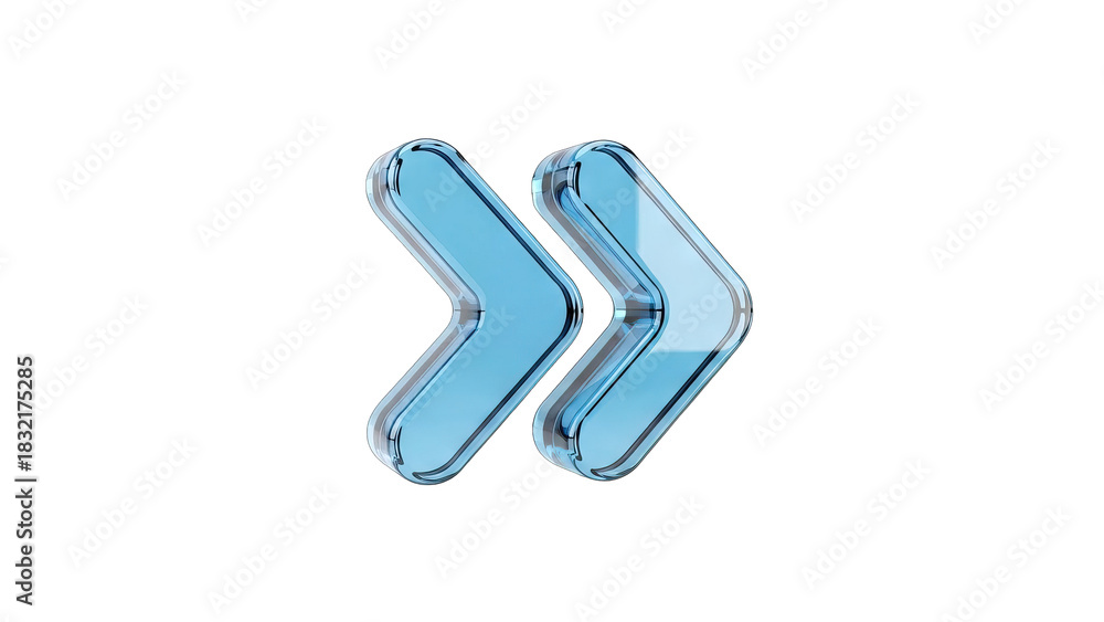 Obraz premium Elegant forward navigation arrows, blue glass design for web interfaces