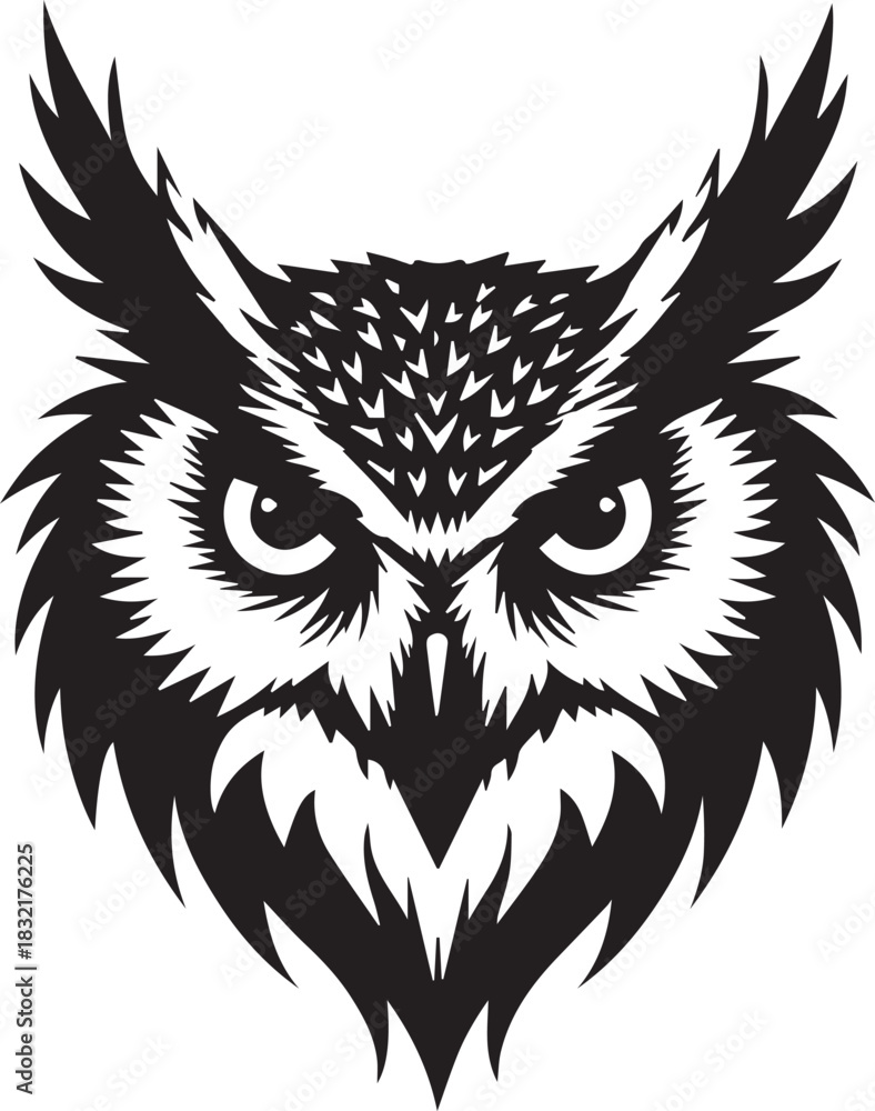 Obraz premium Detailed Owl Head Vector Illustration