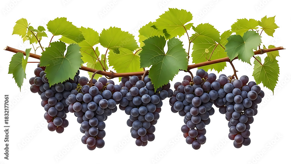 Naklejka premium Ripe purple grapes hanging on the vine