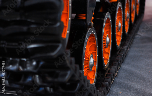 tracked wheels of a large, massive all-terrain truck