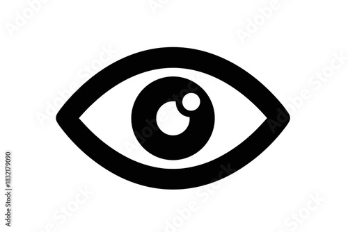 Minimalist eye symbol in black and white with modern design