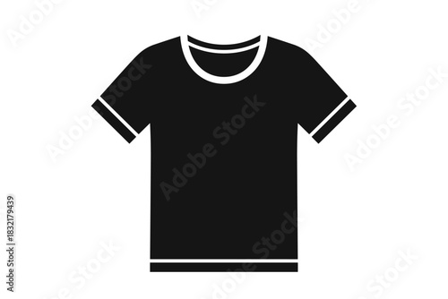 Black t-shirt icon: minimalist silhouette design for fashion and apparel