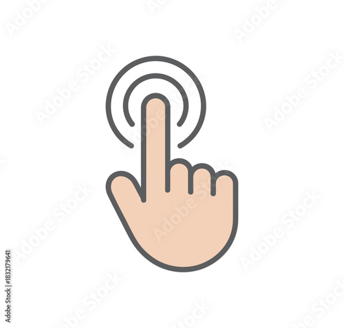 Illustration of a hand with the index finger extended as if to tap or select
