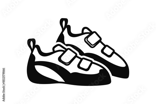 Climbing shoes icon in monochrome silhouette design for outdoor and adventure themes