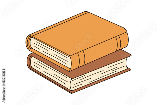Stack of two classic books in simple flat design on white background