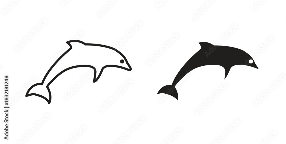 Naklejka premium Dolphin icon vector design. icon doodle hand drawn.