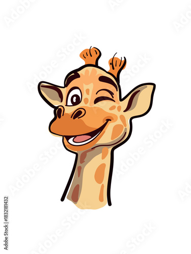 joyful cartoon giraffe portrait in fun animated style