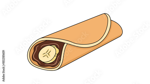Delicious Rolled Crepe with Creamy Filling and Fresh Banana Slice Illustration leker