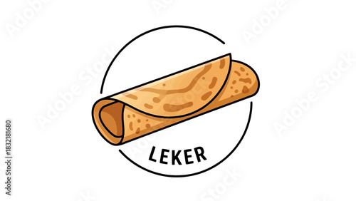 Delicious Rolled Crepe or Pancake with Savory Filling Food Illustration leker