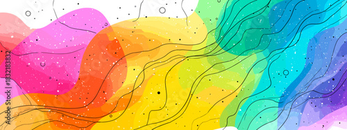 Colorful Abstract Mountain Landscape Illustration with Vibrant Patterns and Textures