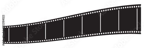 Long film strip in glass style. Vector film strip illustration .Curved film strip icon.