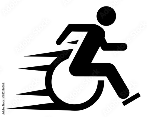 Fast wheelchair user silhouette icon vector illustration representing disability sports or speed accessibility